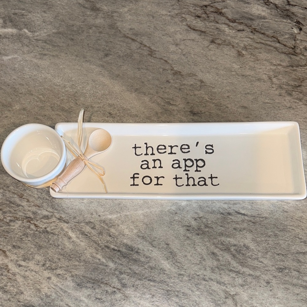 Kirklands White Appetizer Tray with Bowl and Spoon